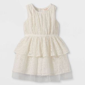 Toddler Girls' Tiered Lace Tank Dress Cat & Jack Cream 4T NWT